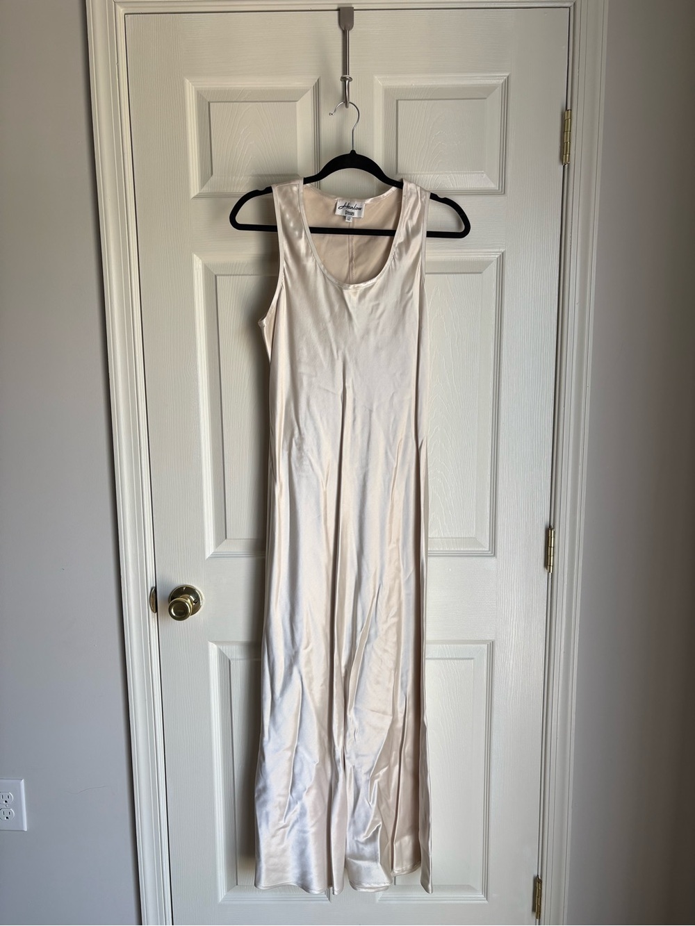 Harlow Sleeveless Satin Maxi Dress in Cream